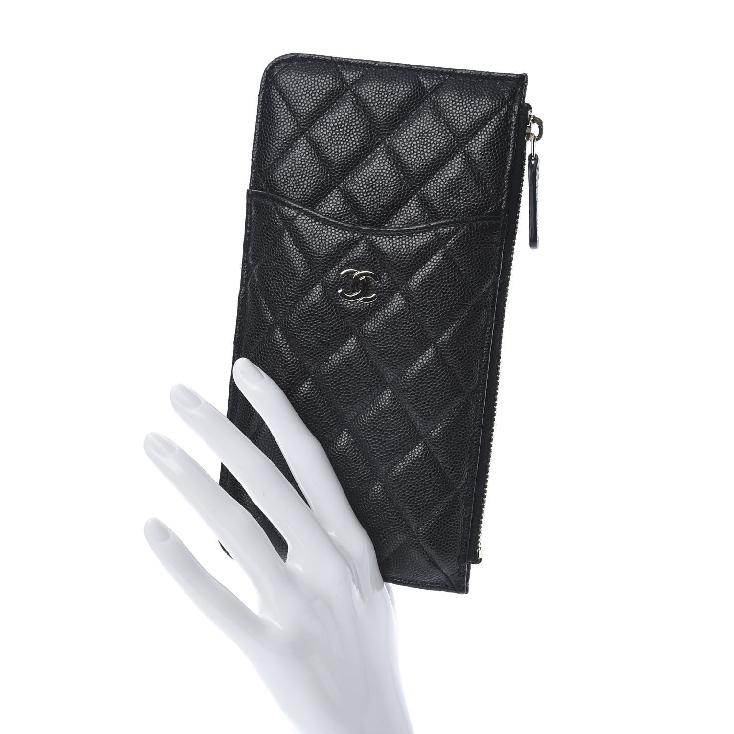 Chanel Caviar Quilted Classic Flat Wallet Pouch Black 2 of 8