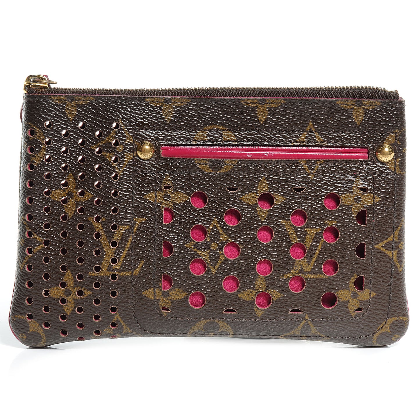 Monogram Perforated Pochette Plat Fuchsia