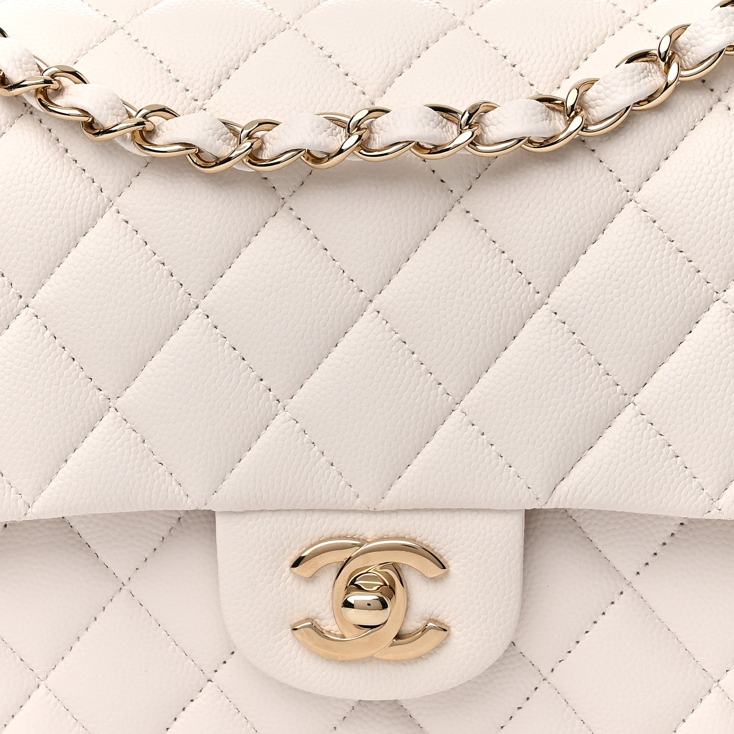 Chanel Caviar Quilted Medium Double Flap White 8 of 11