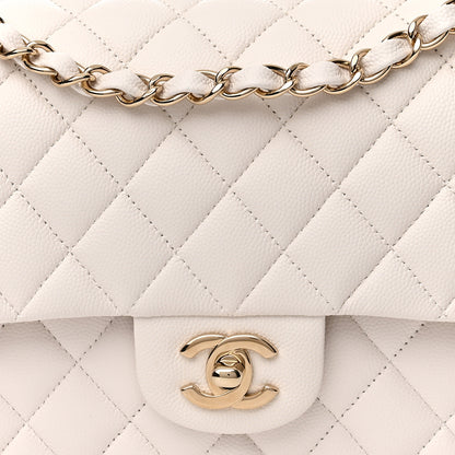 Chanel Caviar Quilted Medium Double Flap White 8 of 11
