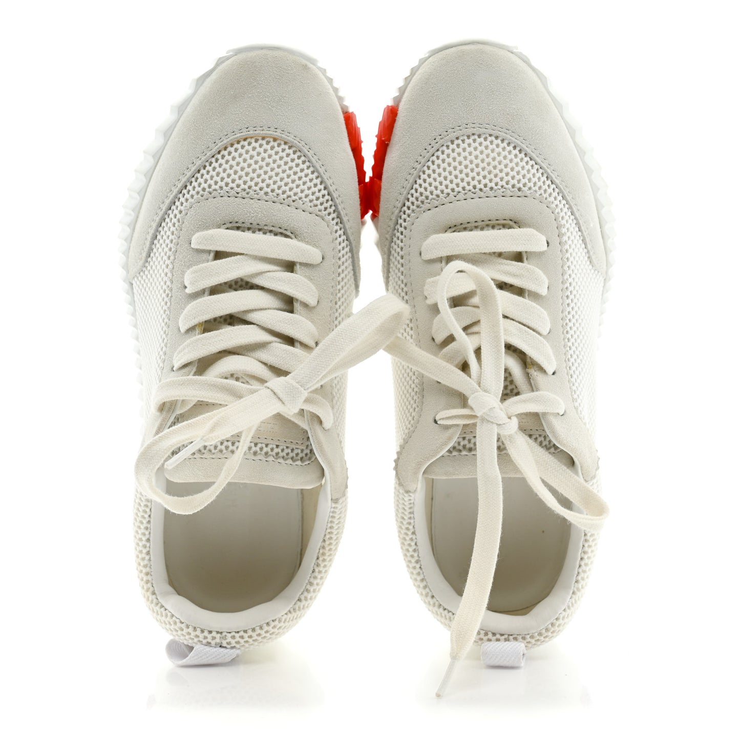 Air Mesh Suede Goatskin Bouncing Sneakers 35 White Orange Pink