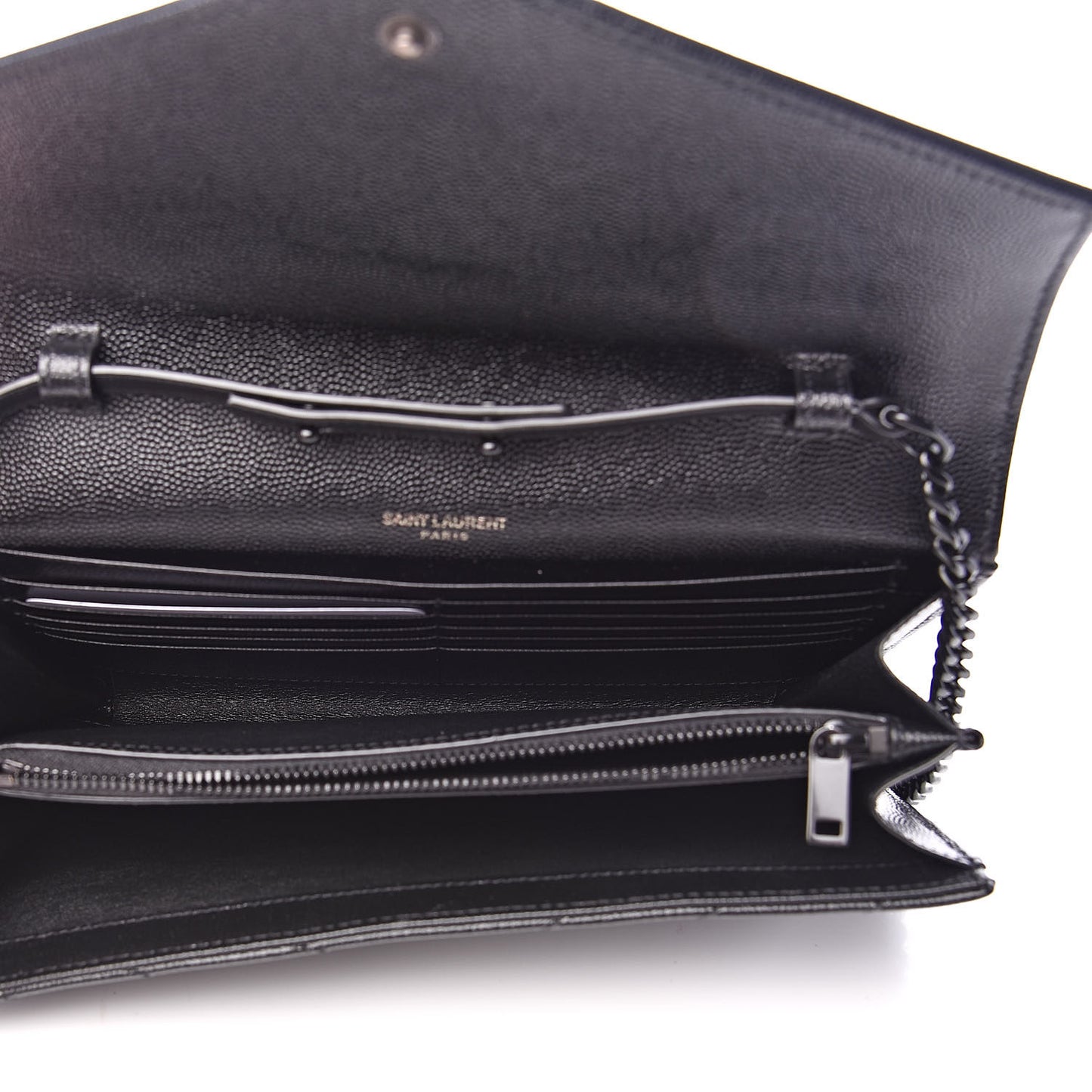 Grain De Poudre Matelasse Chevron Monogram Chain Wallet Black