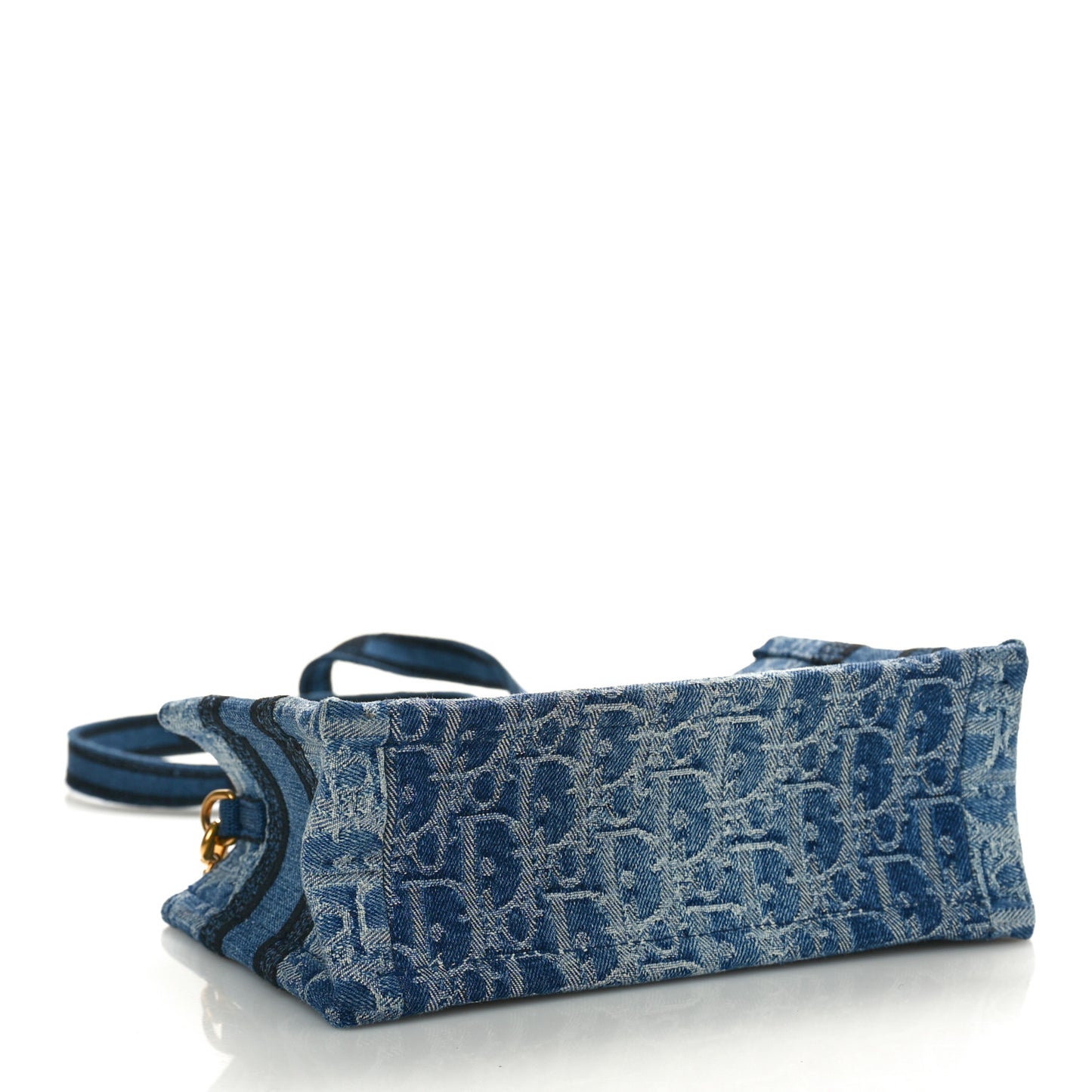 Denim Oblique Mini Book Tote With Strap Blue