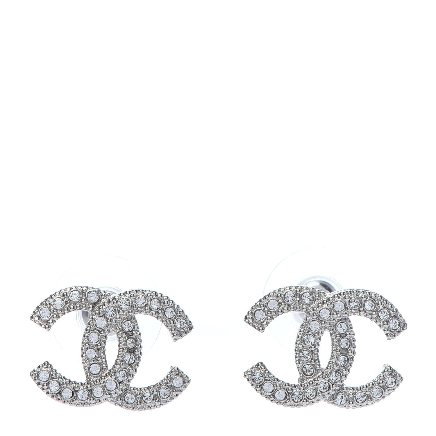 Chanel Crystal CC Earrings Silver 1 of 5
