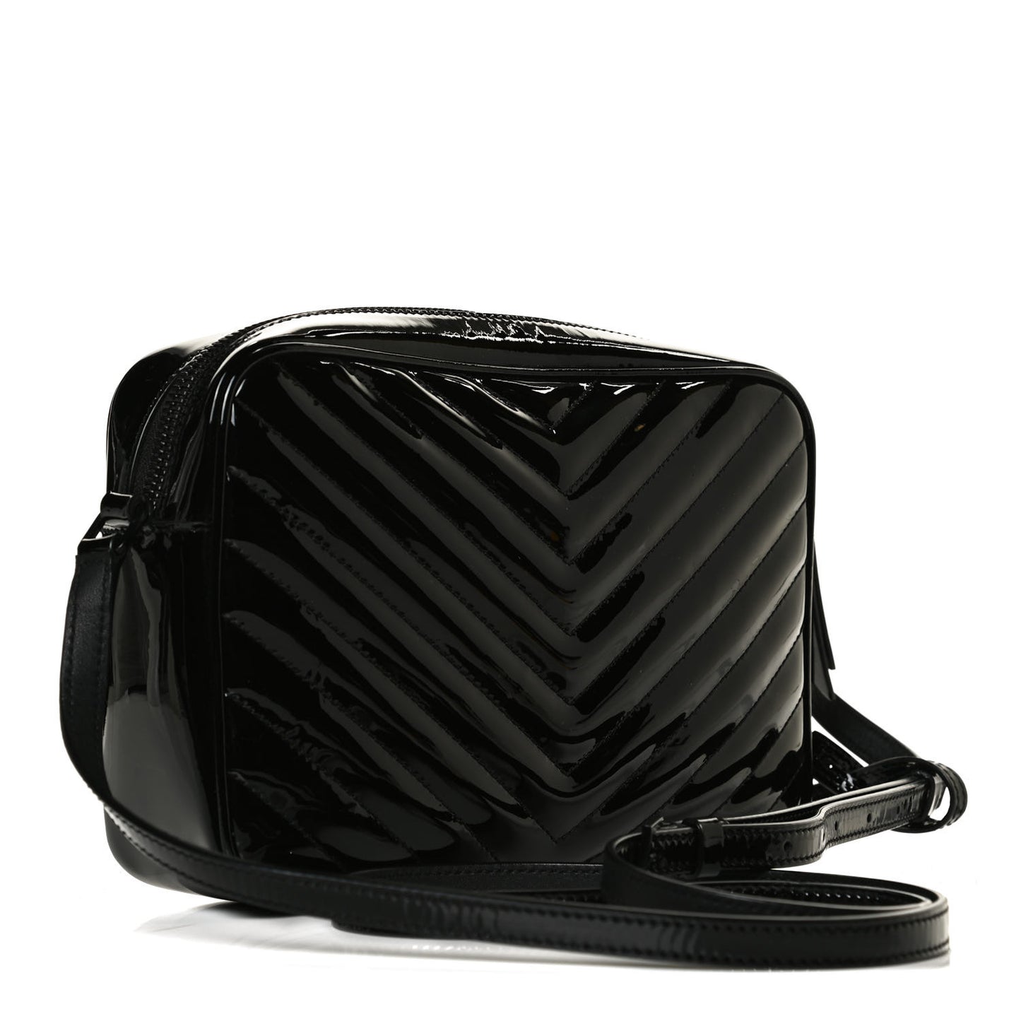 Patent Calfskin Matelasse Monogram Lou Camera Bag Black