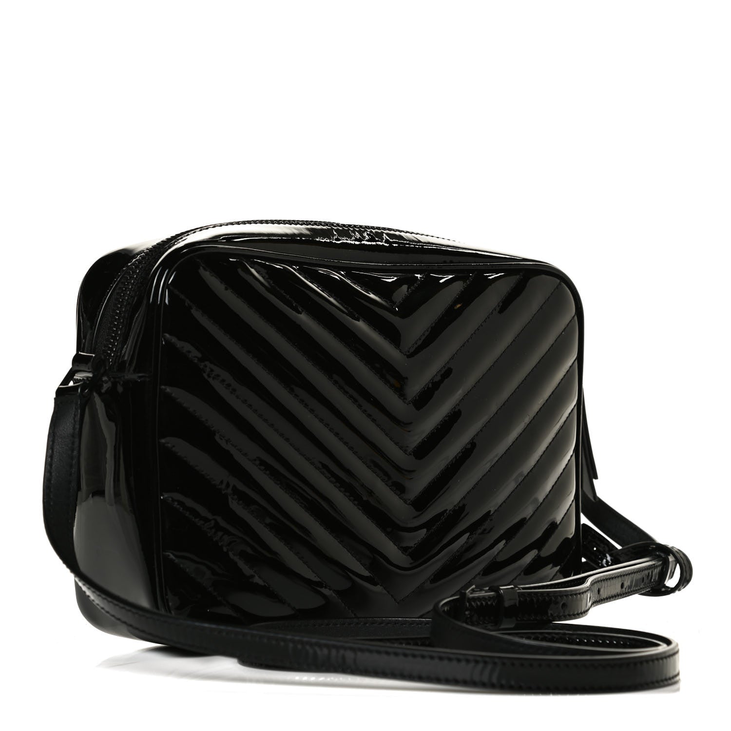 Saint Laurent Patent Calfskin Matelasse Monogram Lou Camera Bag Black 3 of 12