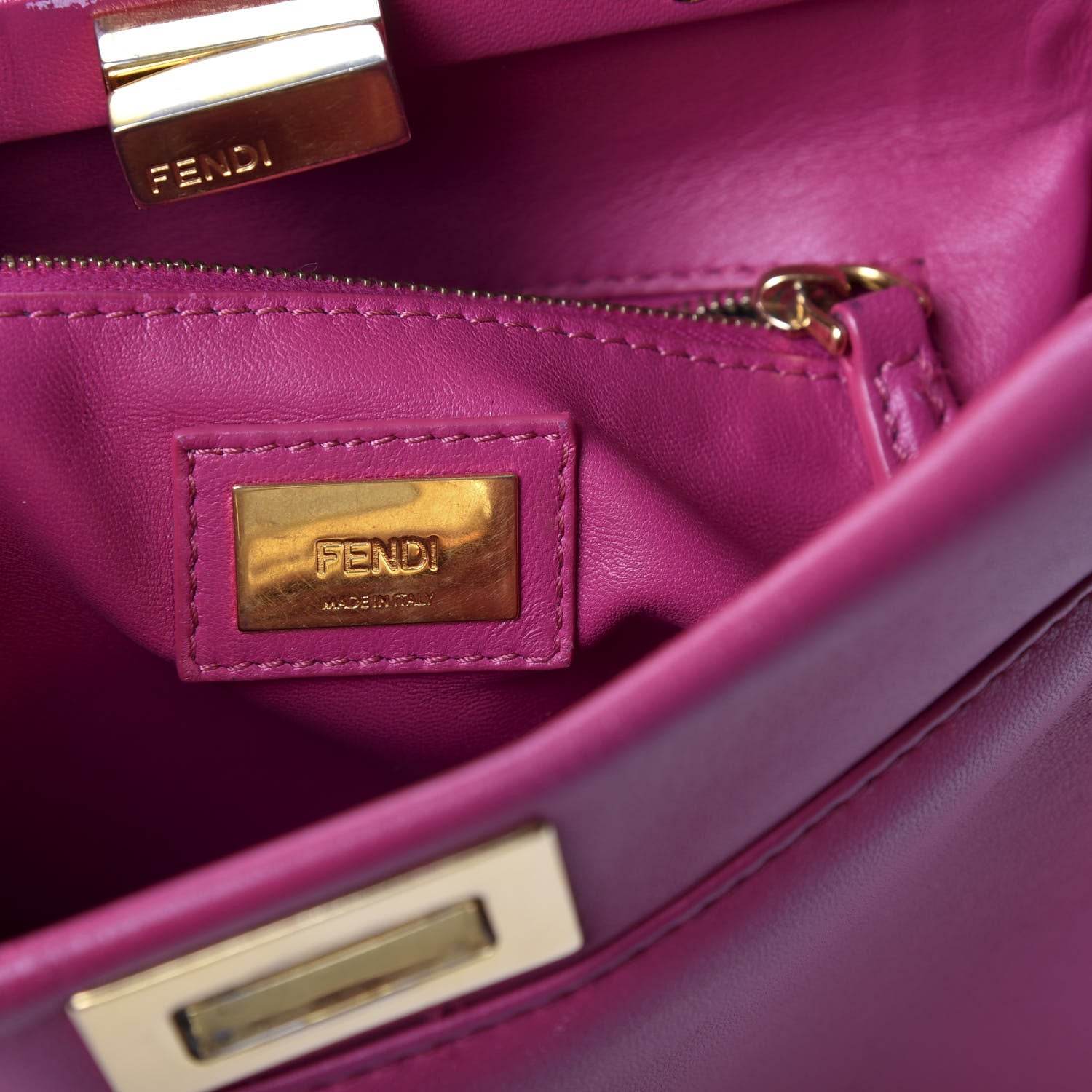 Fendi Nappa Mini Peekaboo Iconic Satchel Magenta 9 of 10