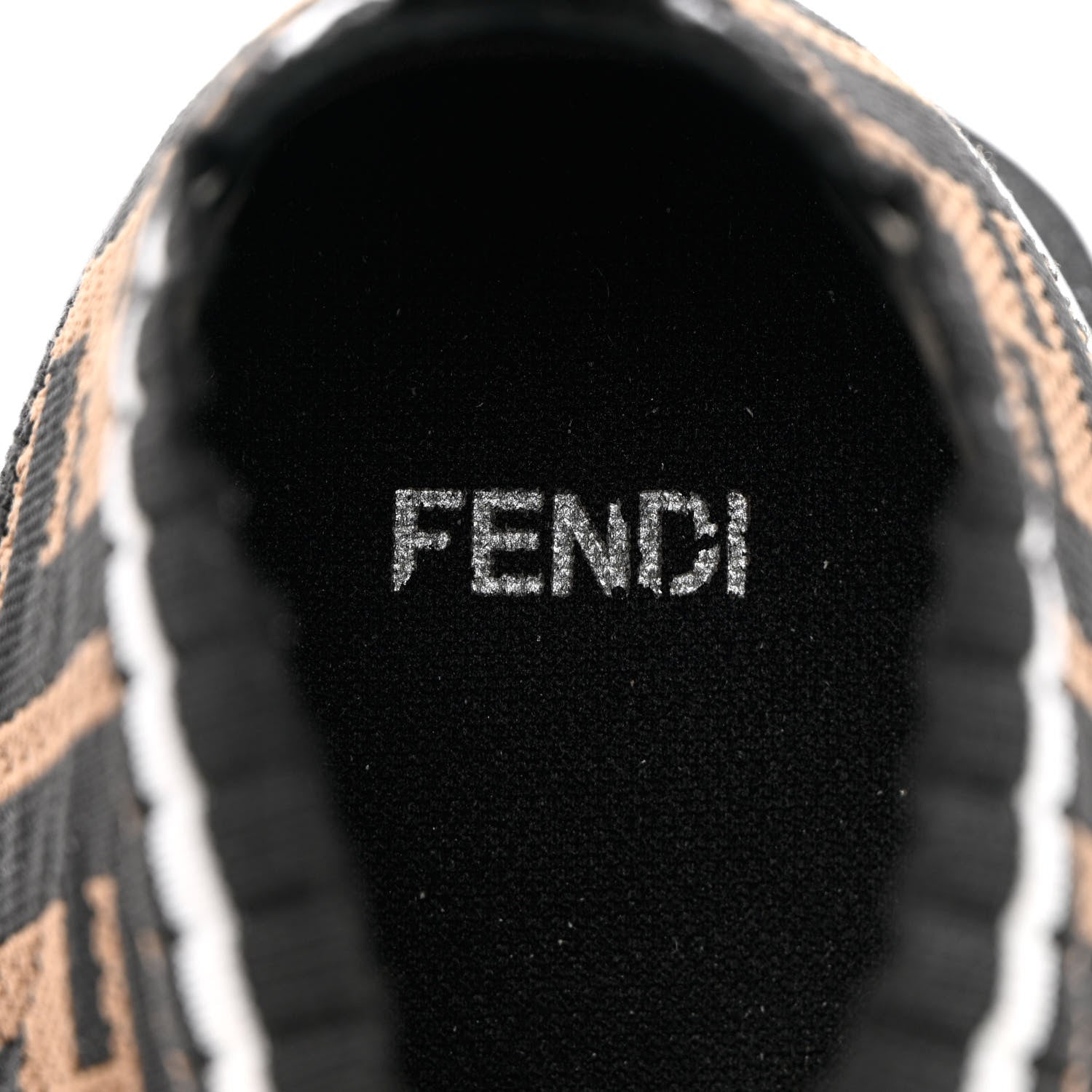 Fendi Stretch Yarn FF Stiff Band Rockoko Sneakers 38 Black White Tobacco 6 of 13