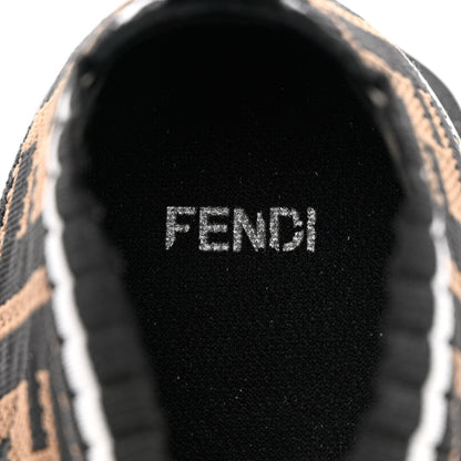 Fendi Stretch Yarn FF Stiff Band Rockoko Sneakers 38 Black White Tobacco 6 of 13
