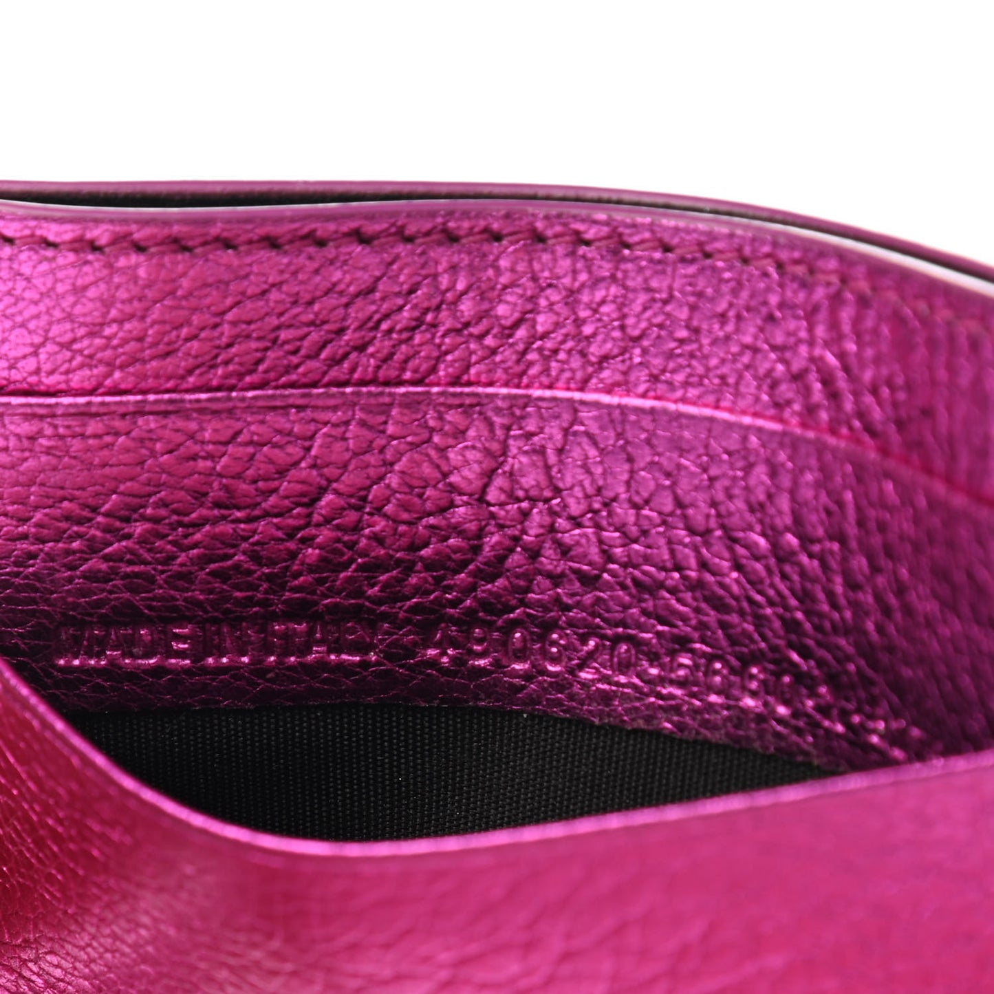Metallic Goatskin Logo Everyday Multi Card Case Rose Fuchsia Black