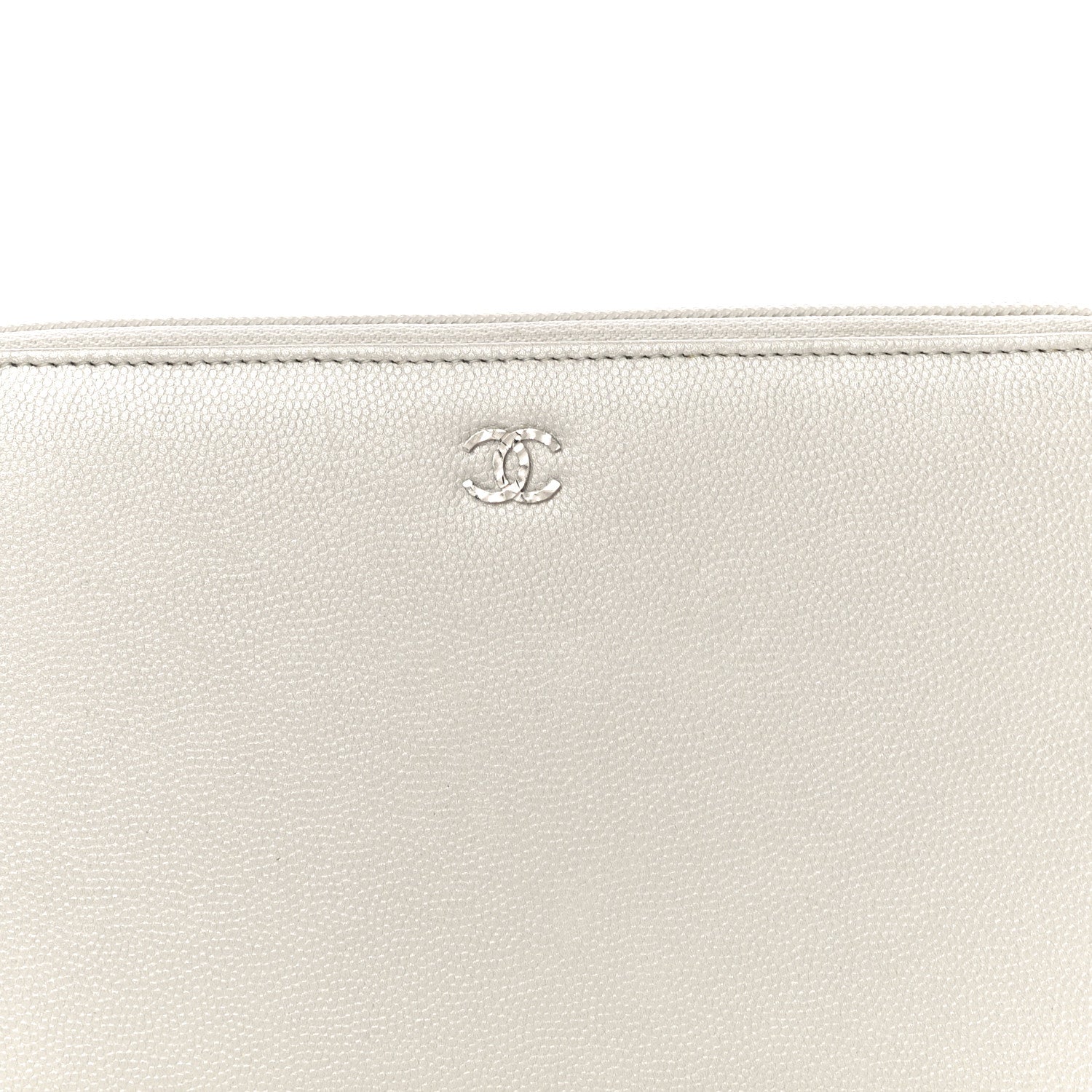 Chanel Metallic Caviar Large Sevruga Zip Around Organizer Wallet Silver 8 of 10