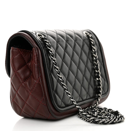 Chanel Lambskin Classic Twist Mini Rectangular Flap Black Burgundy 3 of 12