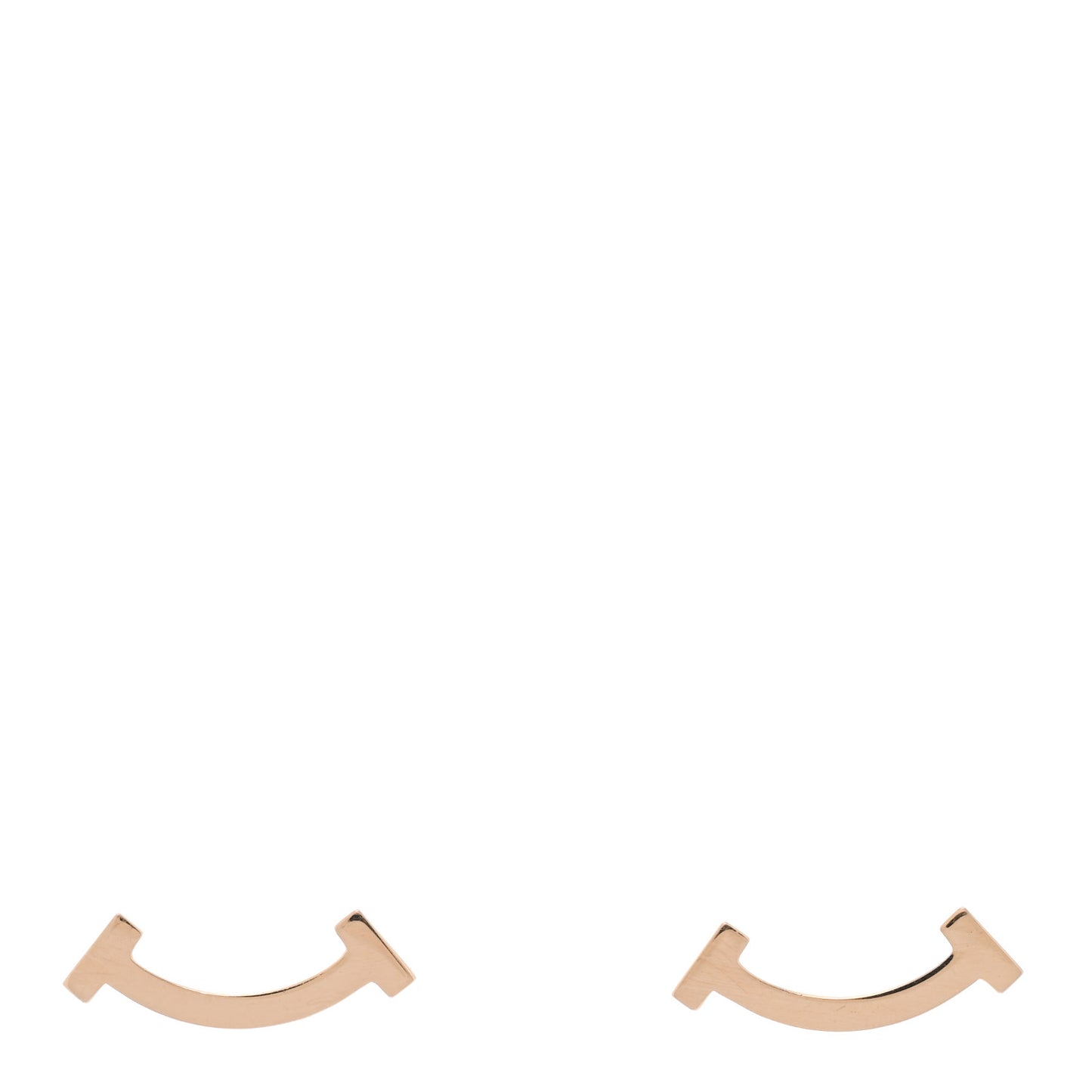 18K Rose Gold T Smile Stud Earrings