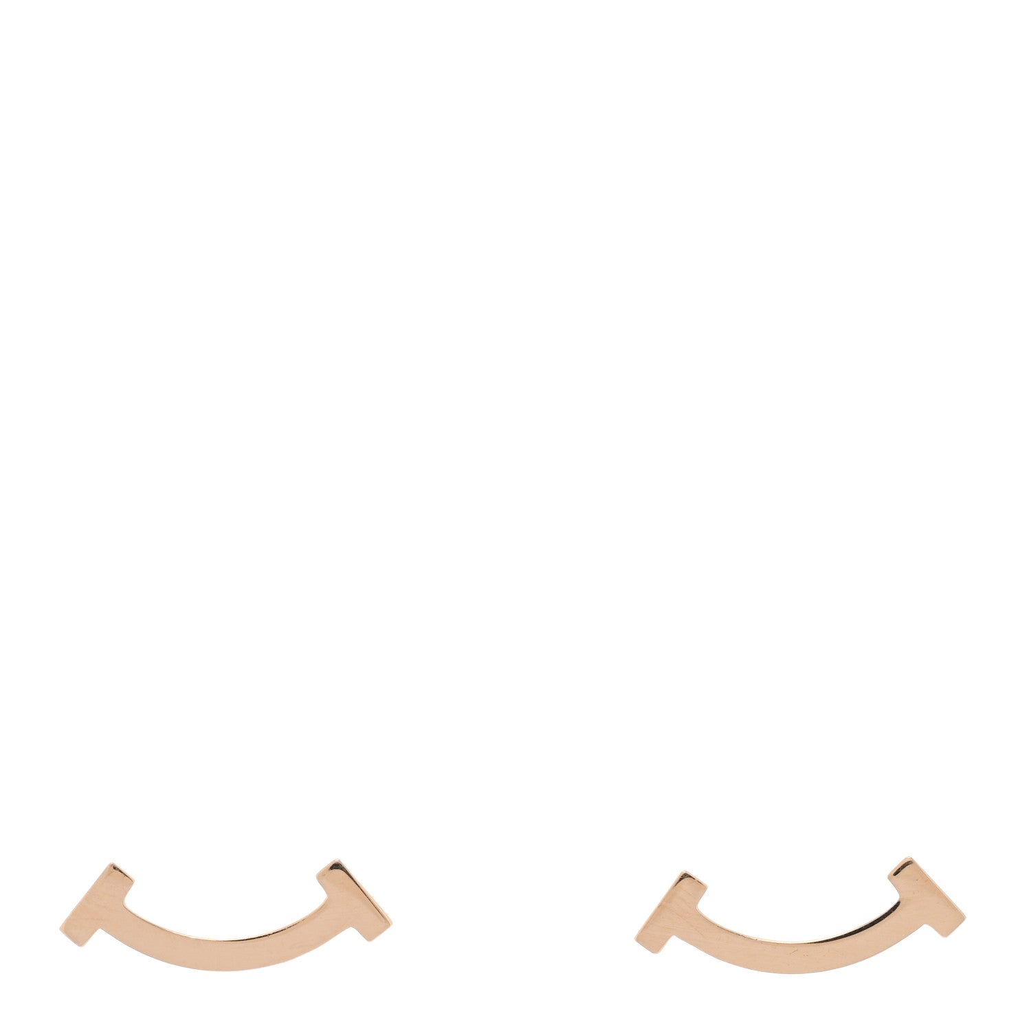 Tiffany 18K Rose Gold T Smile Stud Earrings 1 of 4