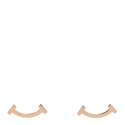 Tiffany 18K Rose Gold T Smile Stud Earrings 1 of 4