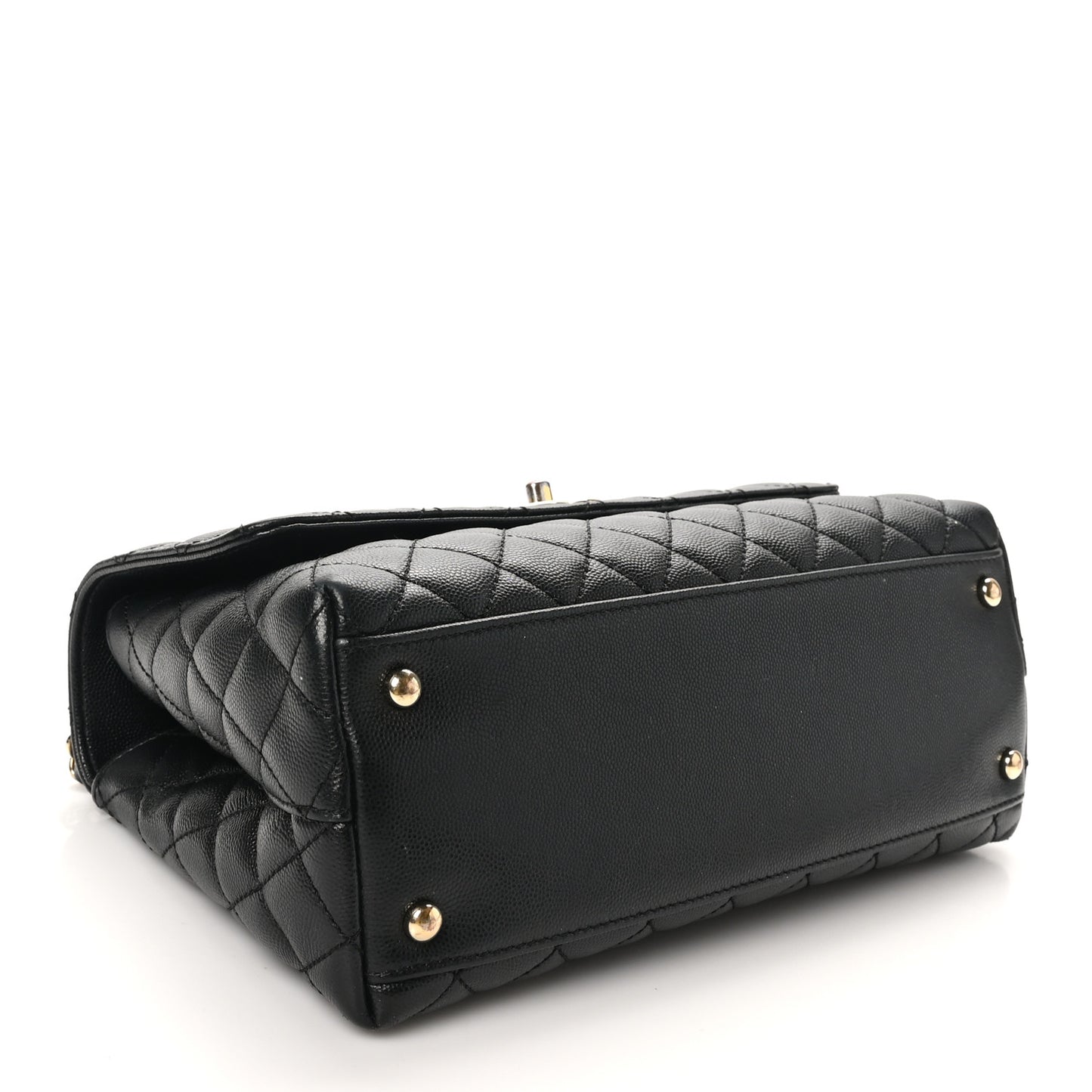 Caviar Quilted Small Coco Handle Flap Black