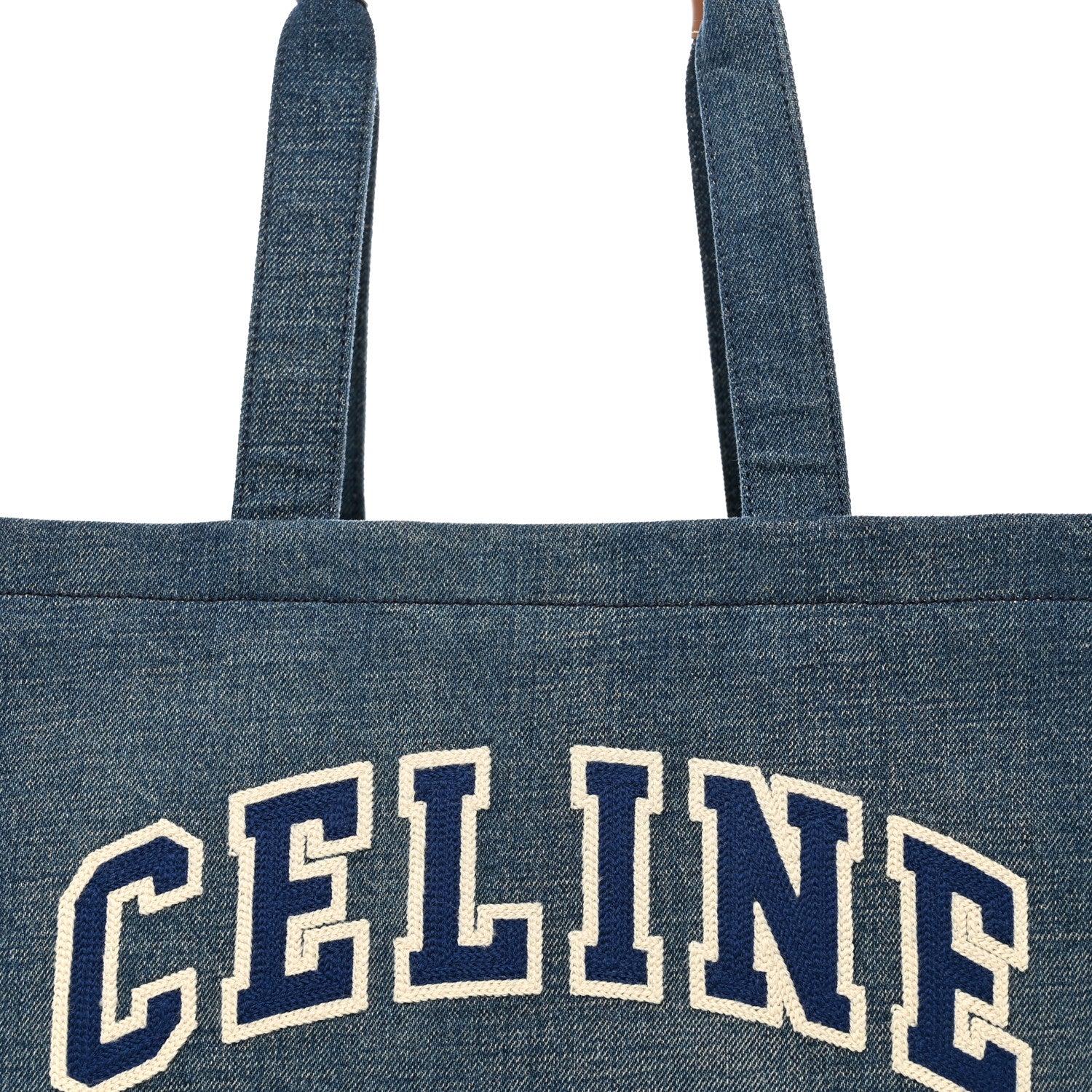 Celine Denim Large Thais Cabas Navy Tan 4 of 9