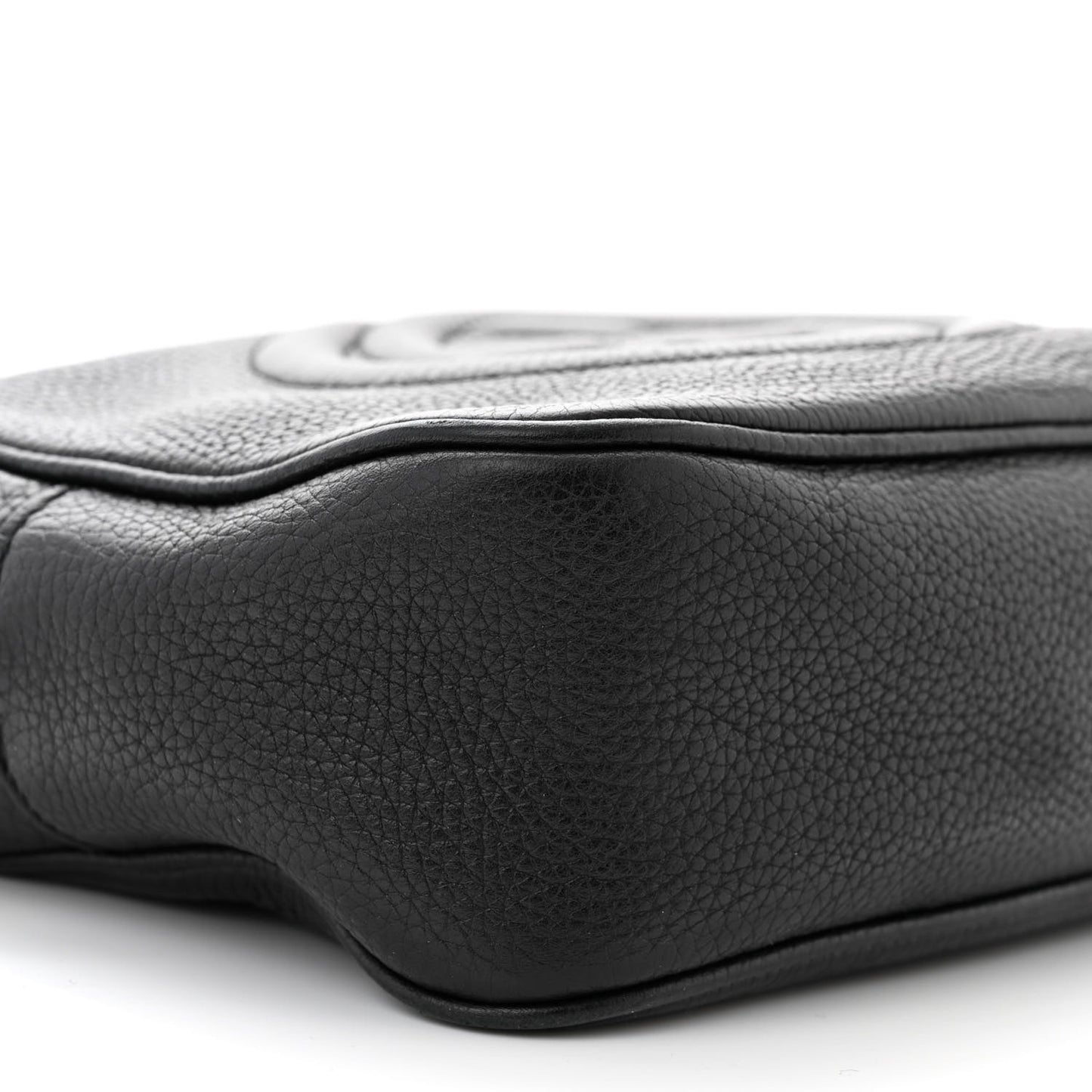 Pebbled Calfskin Small Soho Disco Bag Black