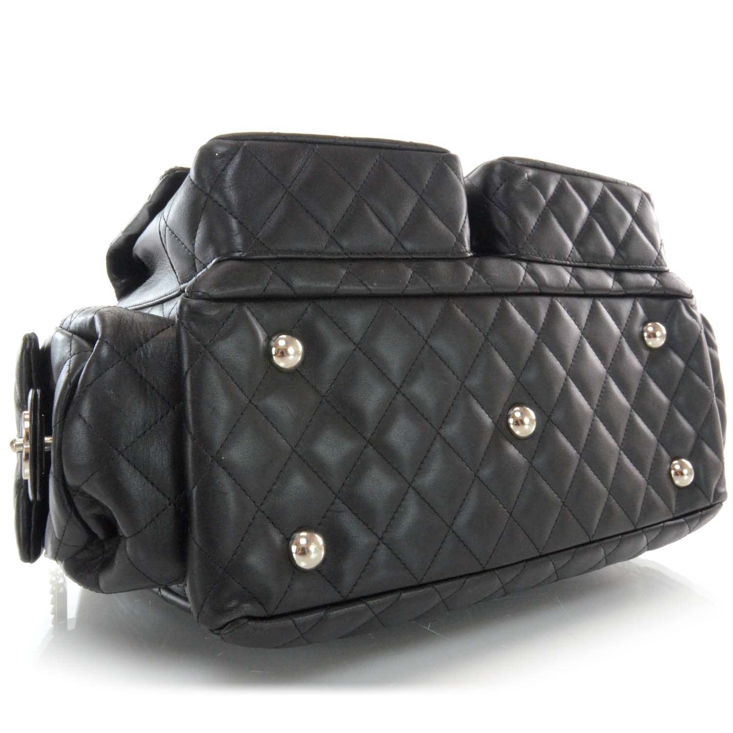 Chanel Calfskin Quilted Large Cambon Multipocket Reporter Black White 4 of 10