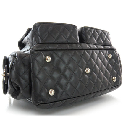 Chanel Calfskin Quilted Large Cambon Multipocket Reporter Black White 4 of 10