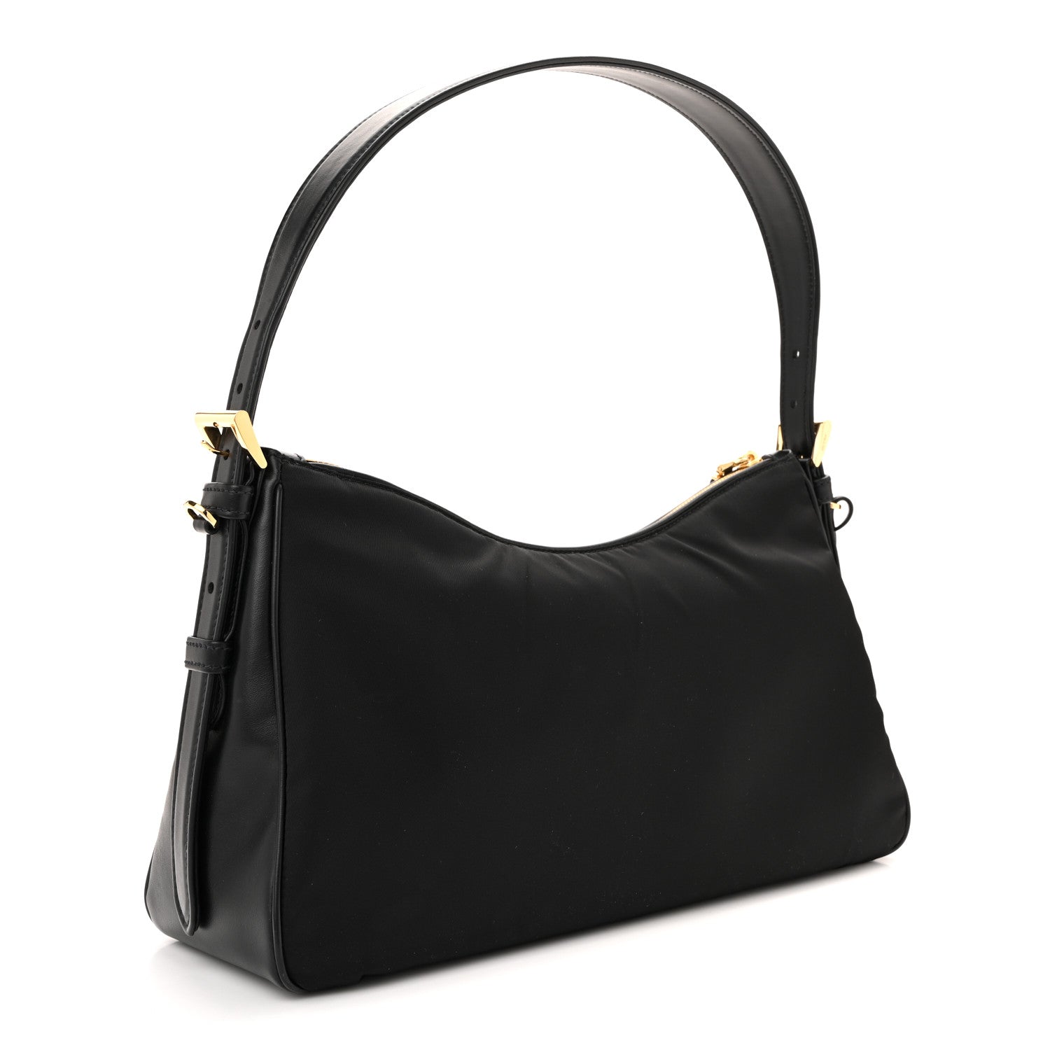 Prada Re-Nylon Vitello Large Aimee Shoulder Bag Black 3 of 10