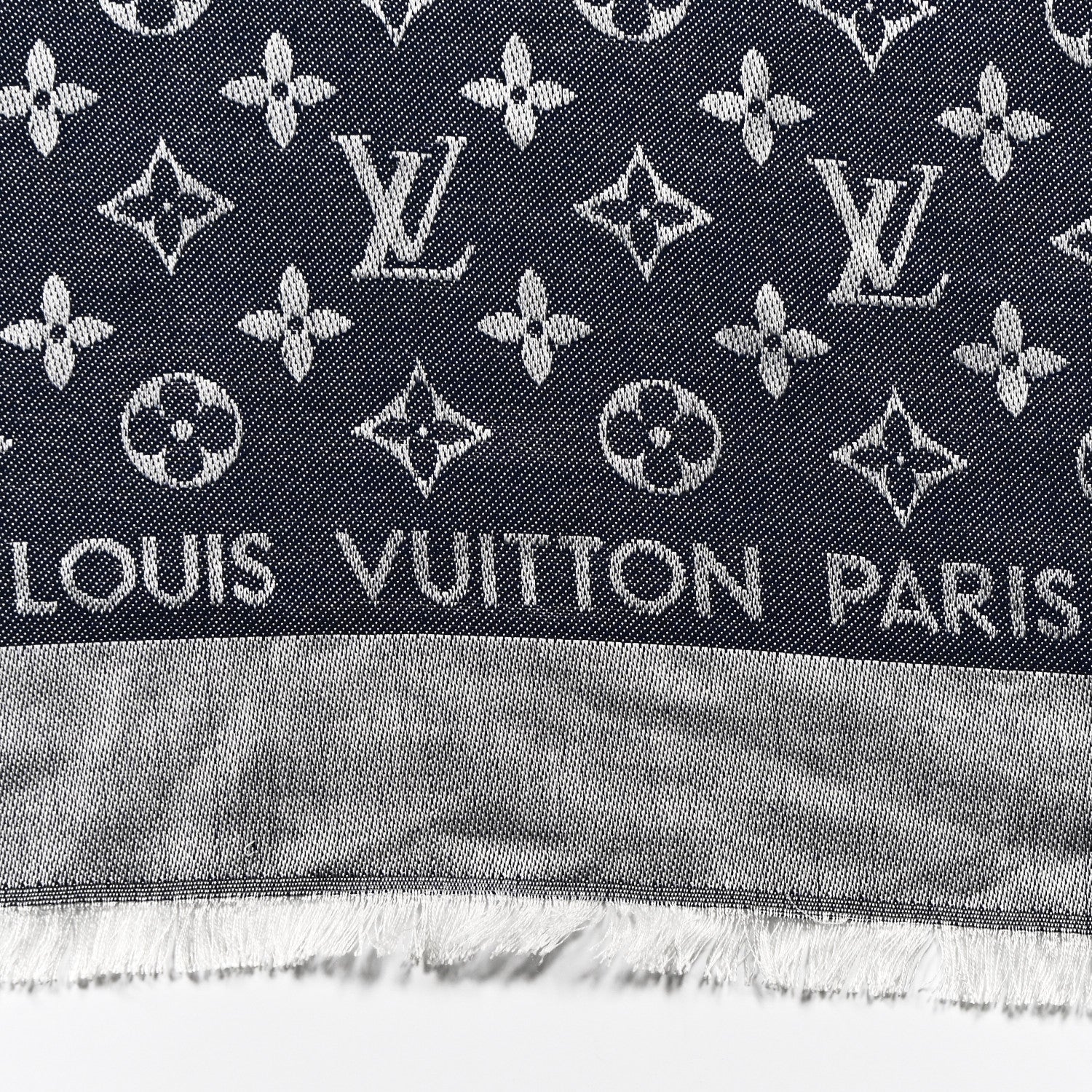 Louis Vuitton Wool Silk Monogram Denim Shawl Blue 2 of 4