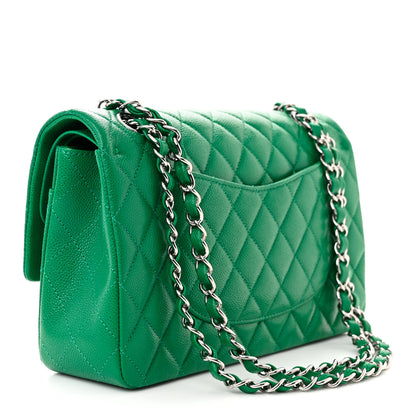 Chanel Caviar Quilted Medium Double Flap Green 3 of 13