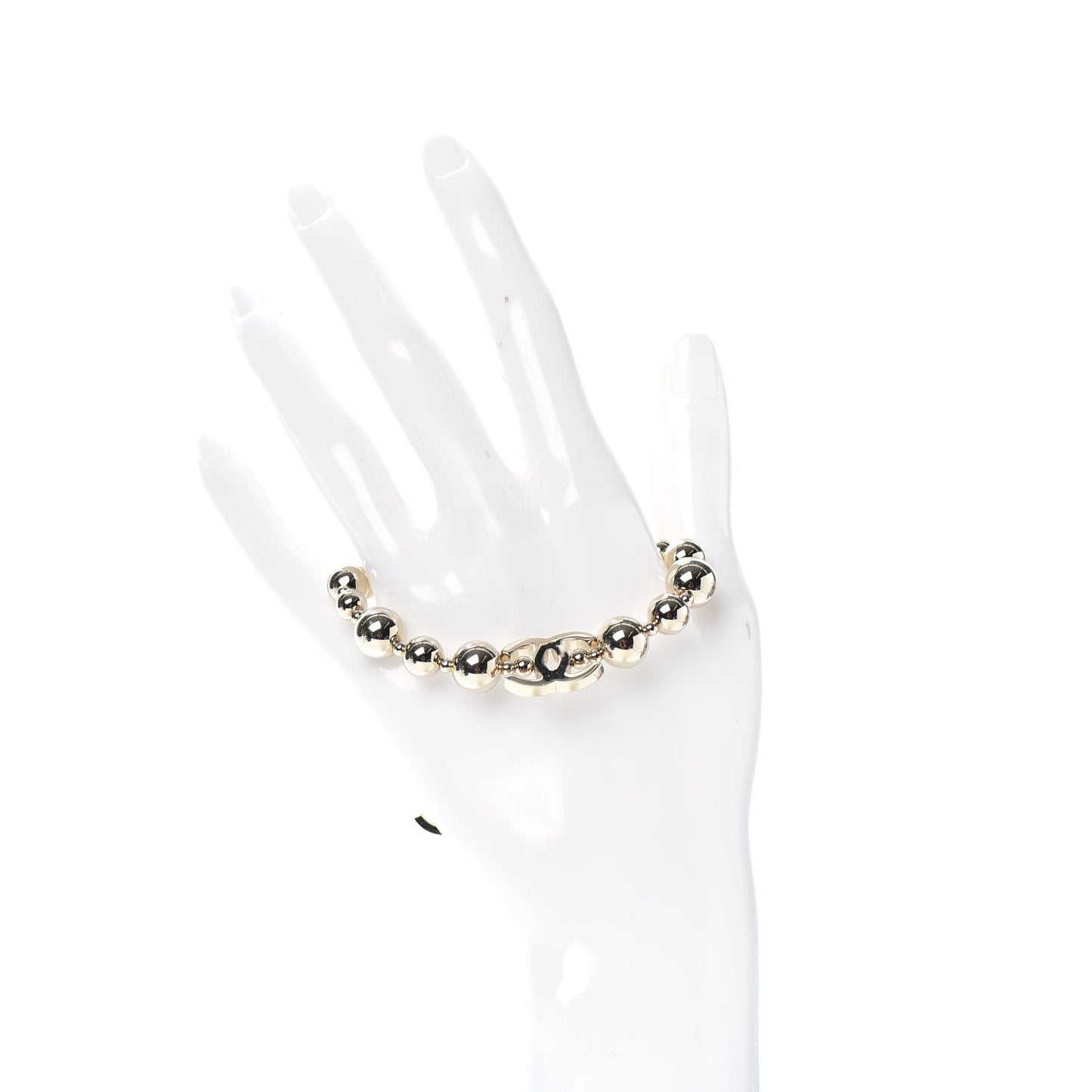 Metal Beaded CC Bracelet Gold