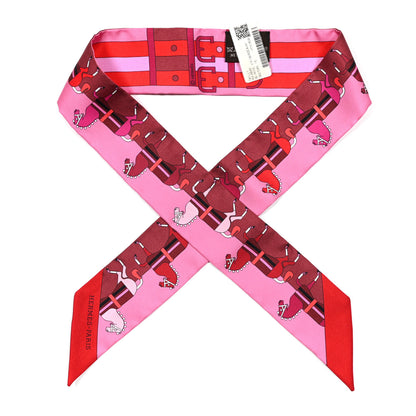 Hermes Silk Rocabar Twilly Rose Vif Bordeaux 1 of 4