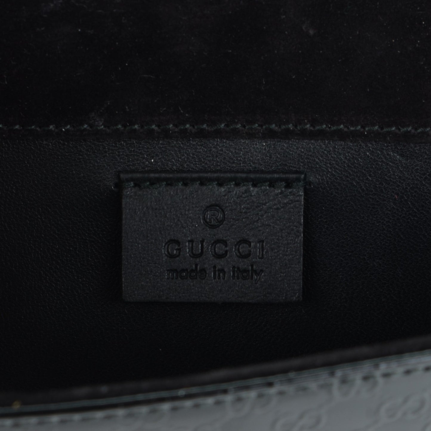 Patent Microguccissima Small Broadway Clutch Black