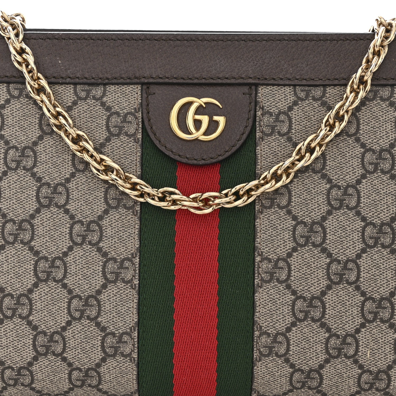 Gucci GG Supreme Monogram Web Small Ophidia Chain Shoulder Bag Brown 10 of 15