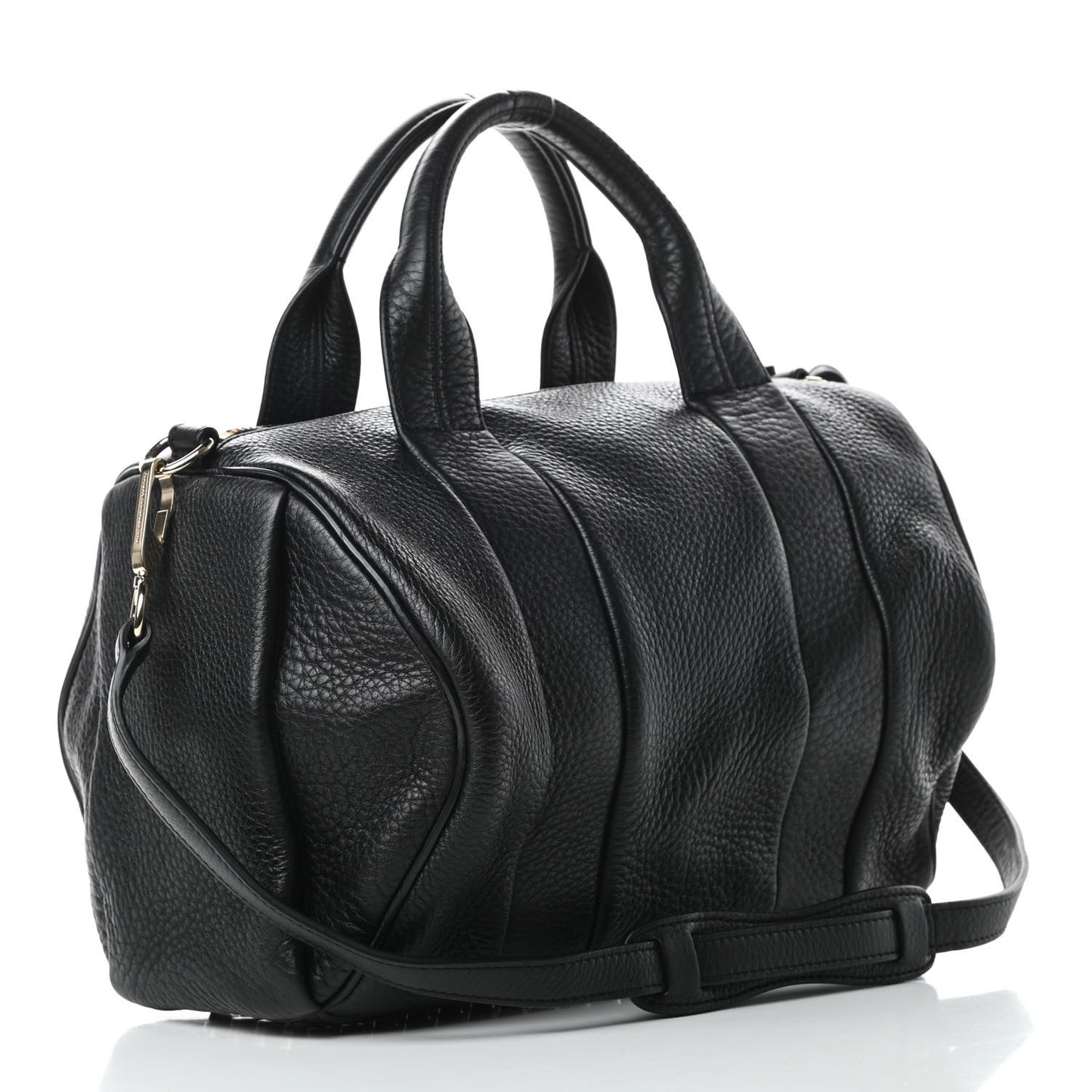 Pebbled Lambskin Rocco Black Pale Gold Hardware
