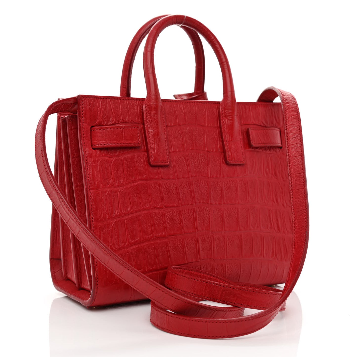 Calfskin Crocodile Embossed Nano Sac De Jour Red