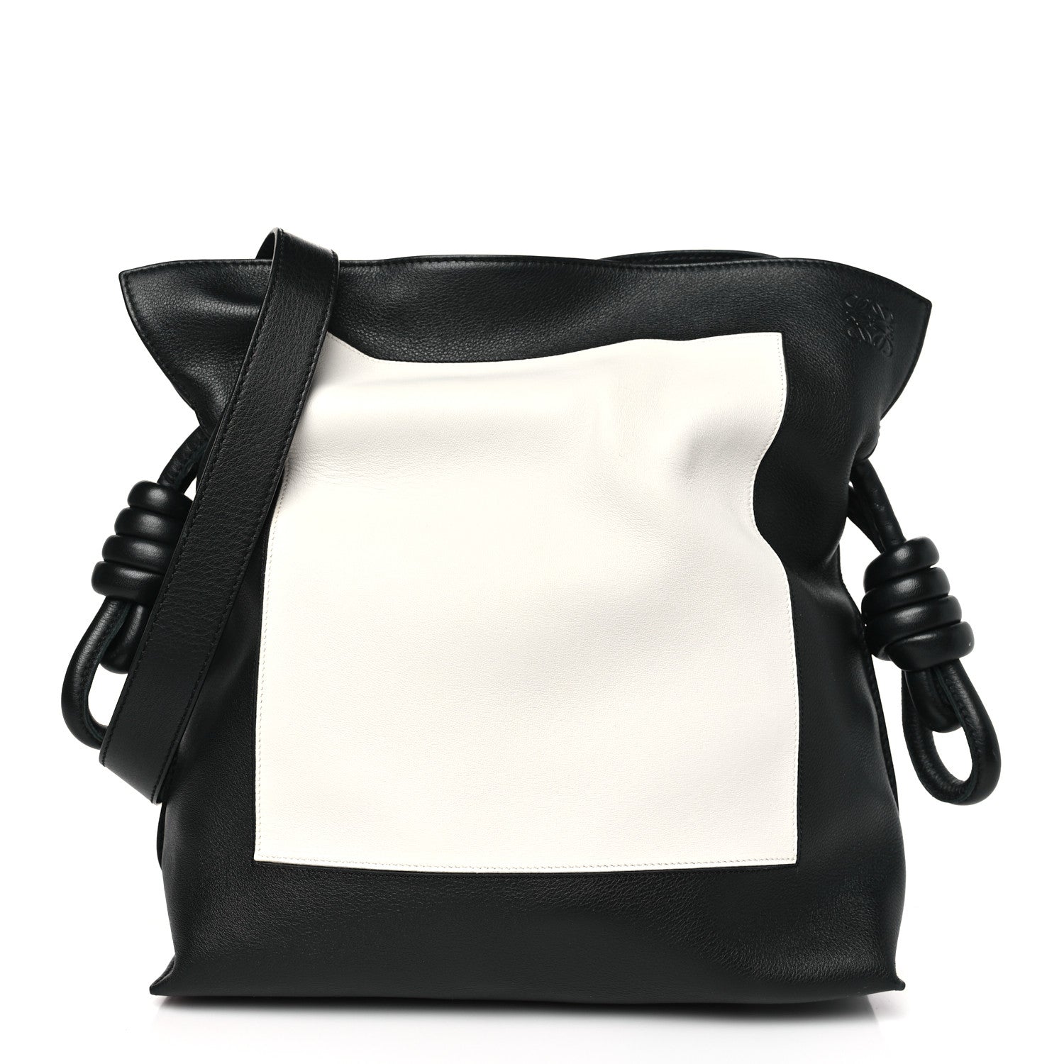 Loewe Calfskin Flamenco Knot Bag Black White 1 of 9