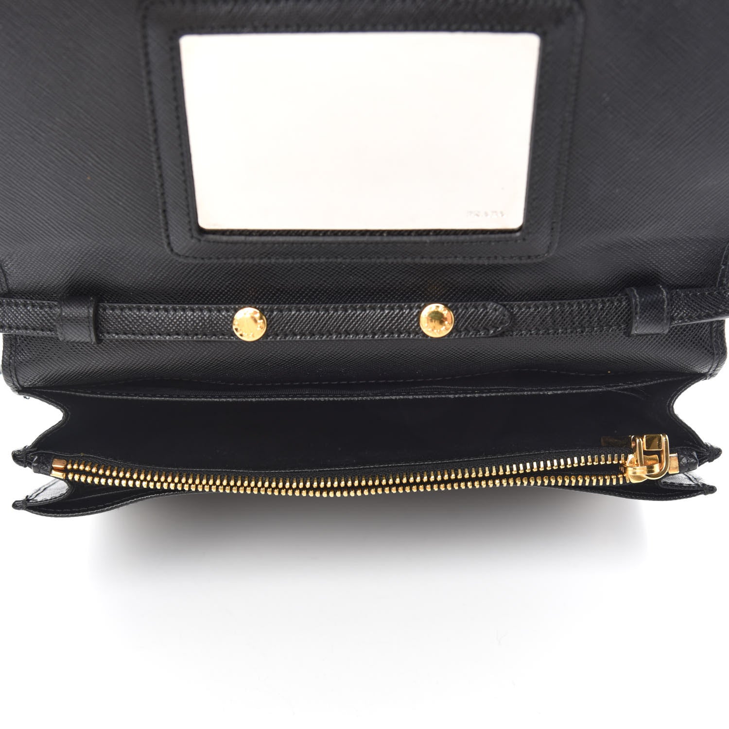 Prada Saffiano Metal Flap Wallet With Strap Black 5 of 10