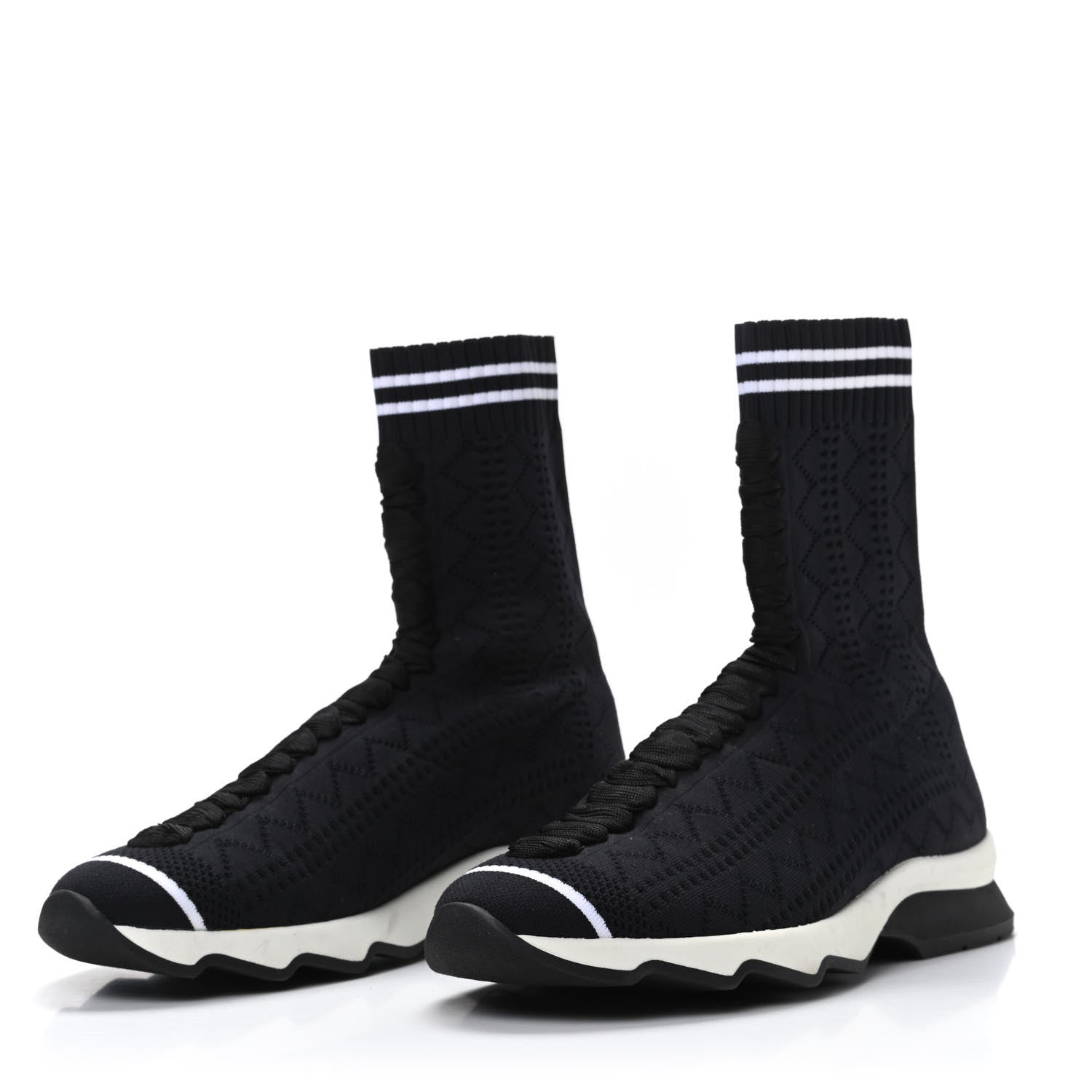 Fendi Stretch Knit Womens Sock Sneakers 36 Black 3 of 7