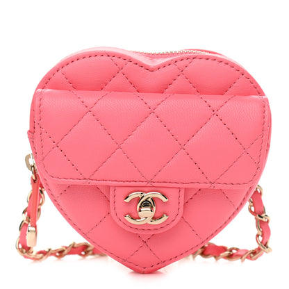 Chanel Lambskin Quilted CC In Love Heart Waist Belt Bag With Chain Pink 1 of 11