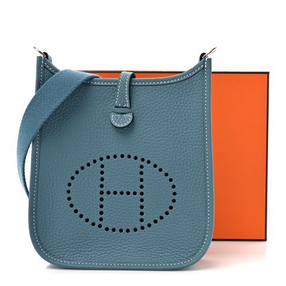 Hermes Taurillon Clemence Evelyne TPM New Blue Jean 11 of 11