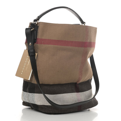 Burberry Canvas Mega Check Medium Ashby Hobo Black 2 of 4