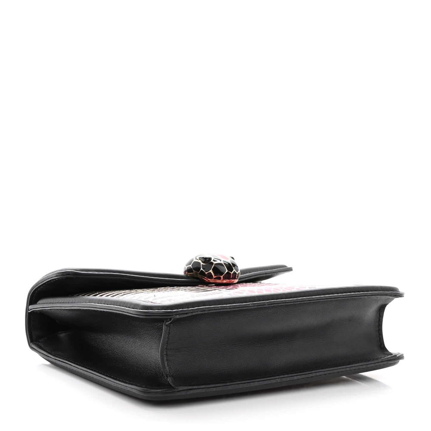 Calfskin Elaphe Serpenti Forever Crossbody Bag Ruby Wine Black Multicolor