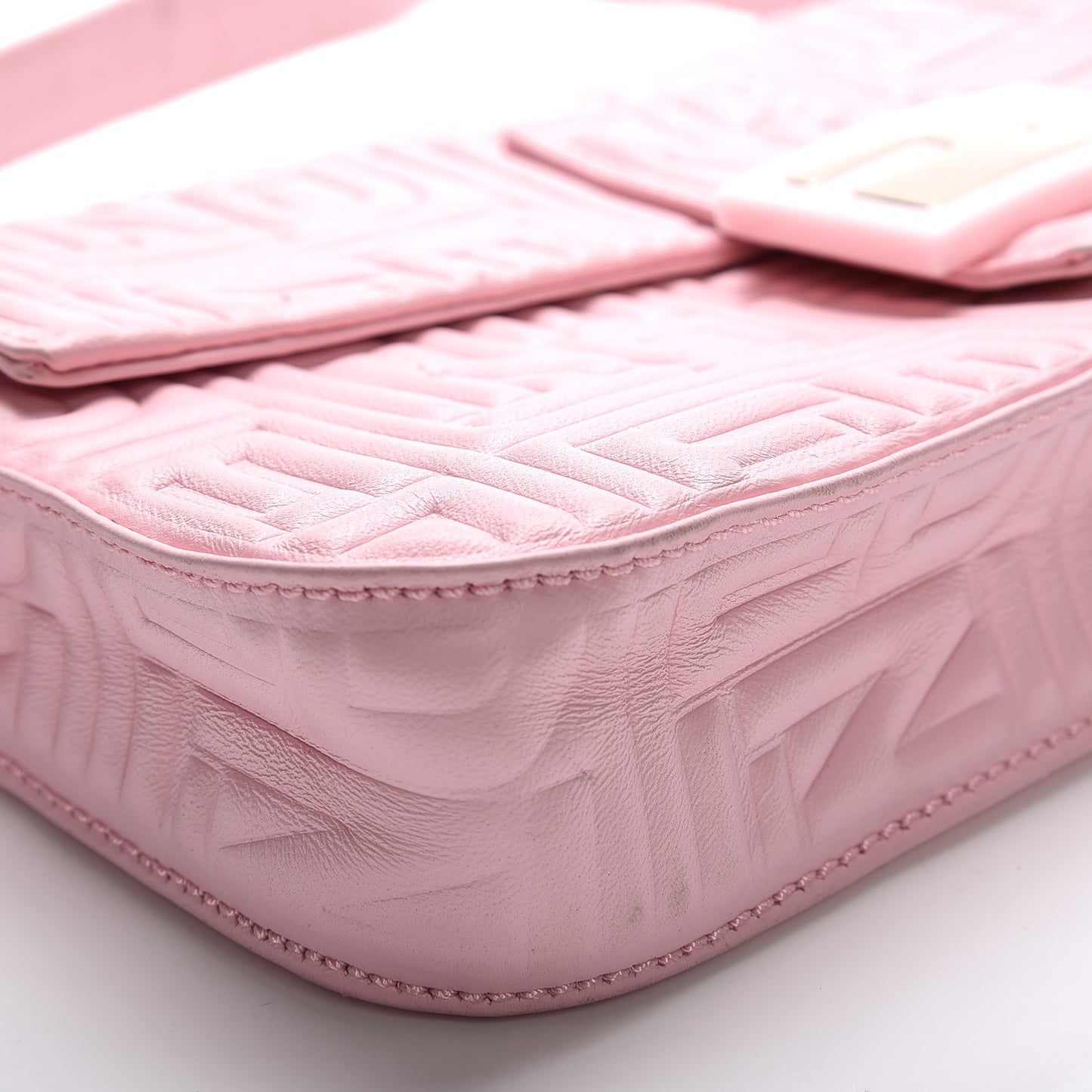 Nappa Logo Embossed Baguette Pink