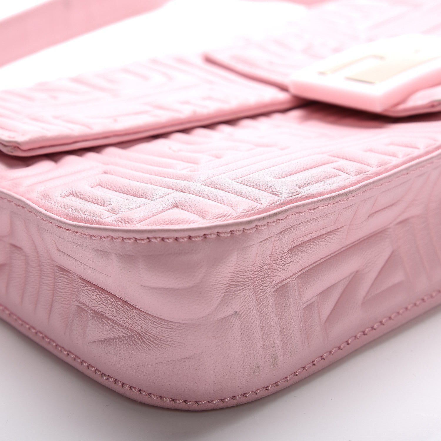 Fendi Nappa Logo Embossed Baguette Pink 10 of 10