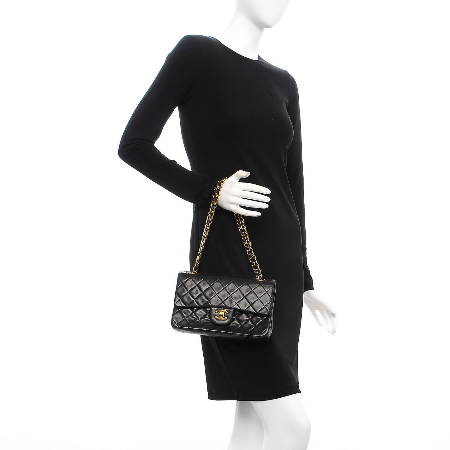Lambskin Quilted Small Double Flap Black