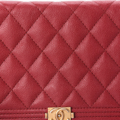 Chanel Caviar Quilted Boy Wallet On Chain WOC Red 9 of 11