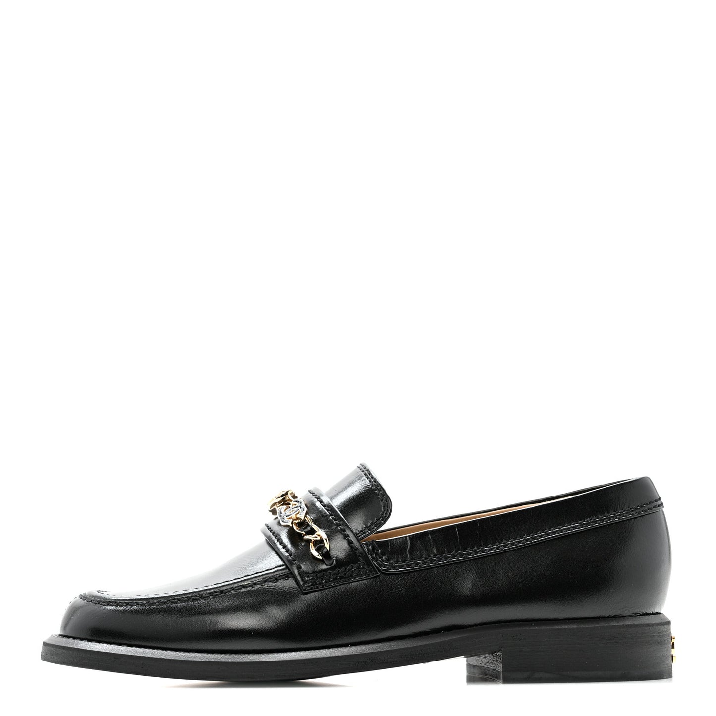 Calfskin Enamel Charms Mocassin Loafers 39 Black
