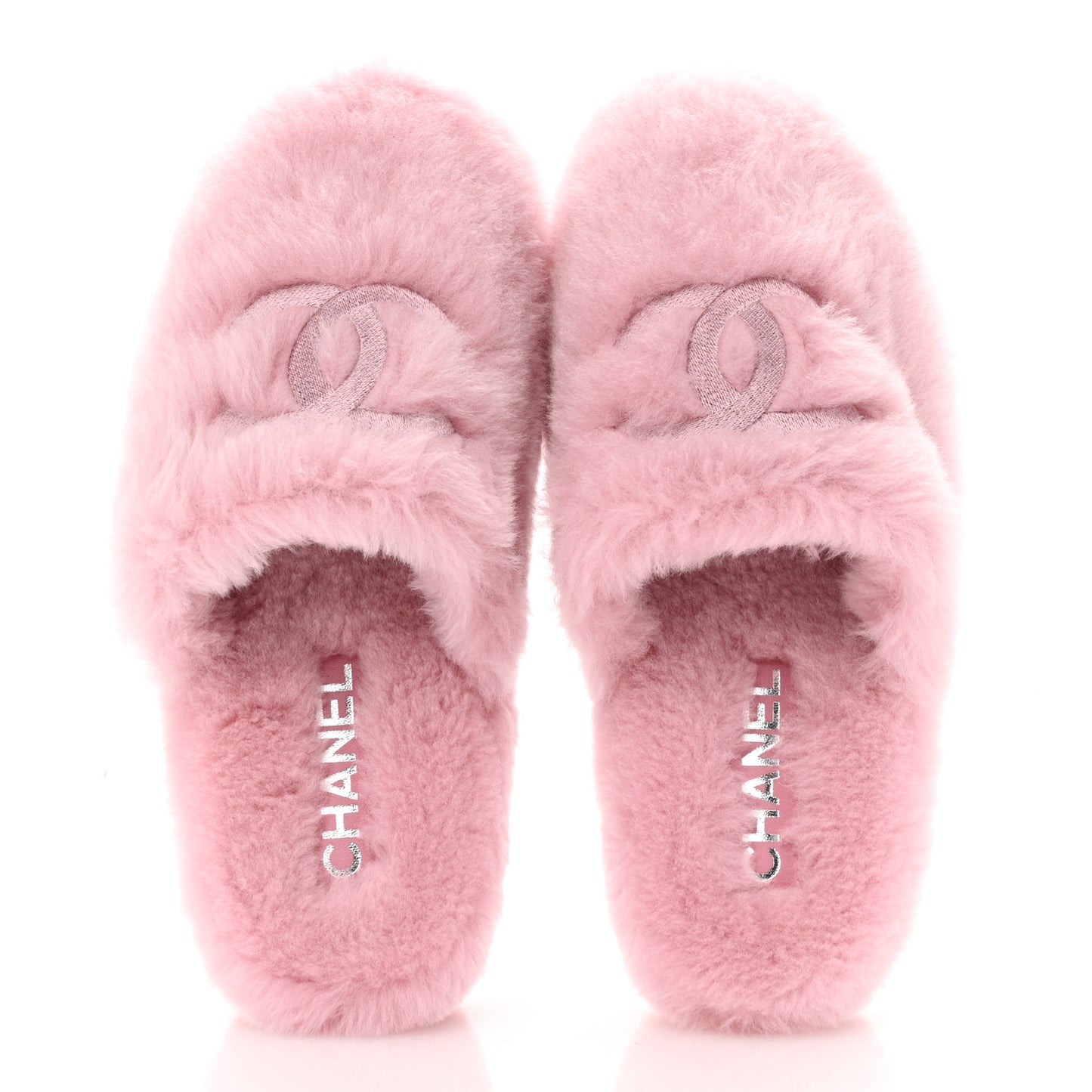Shearling CC Flat Mules 37 Pink