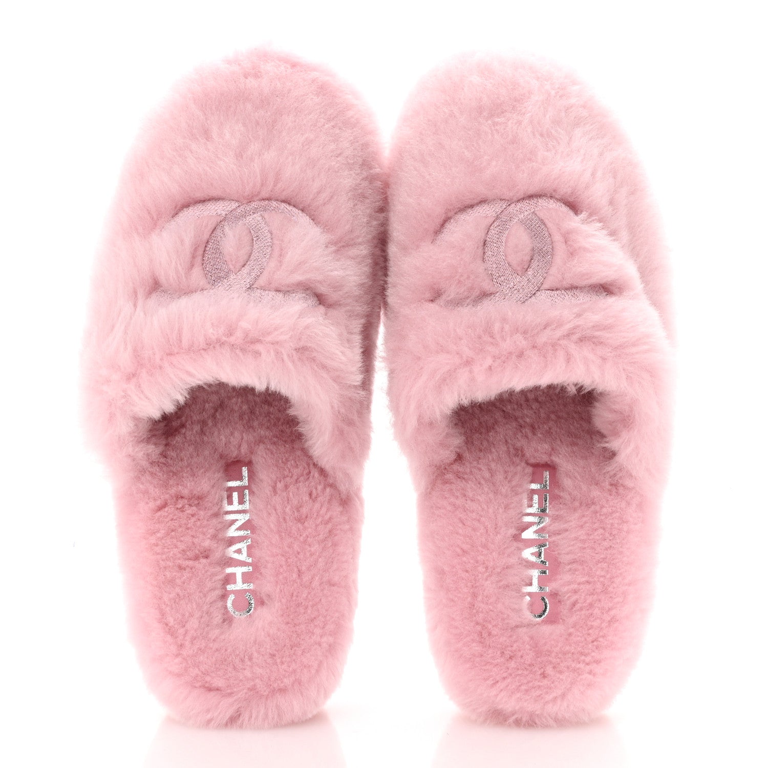 Chanel Shearling CC Flat Mules 37 Pink 2 of 19