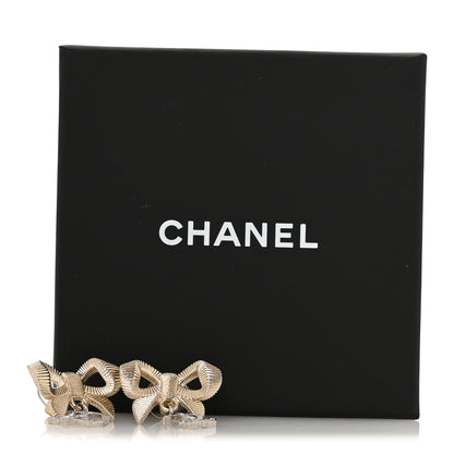 Chanel Crystal CC Bow Drop Earrings Gold 5 of 5