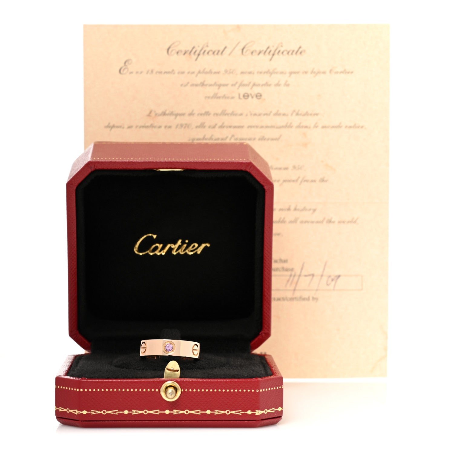 Cartier 18K Pink Gold Pink Sapphire 5.5mm LOVE Ring 52 6 5 of 5