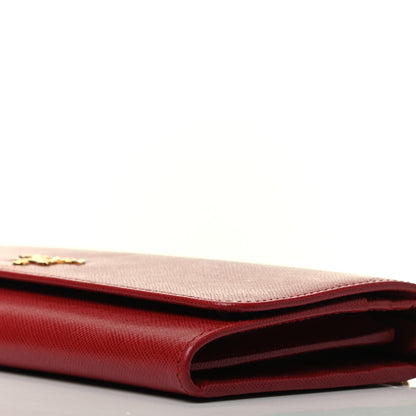 Prada Saffiano Metal Oro Chain Wallet Fuoco 9 of 9